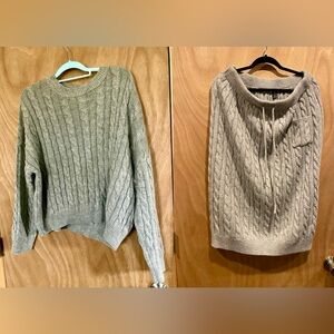 Cable Knit Sweater & Skirt set in Gray